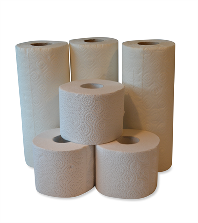 toiletpapir og køkkenrulle pakke